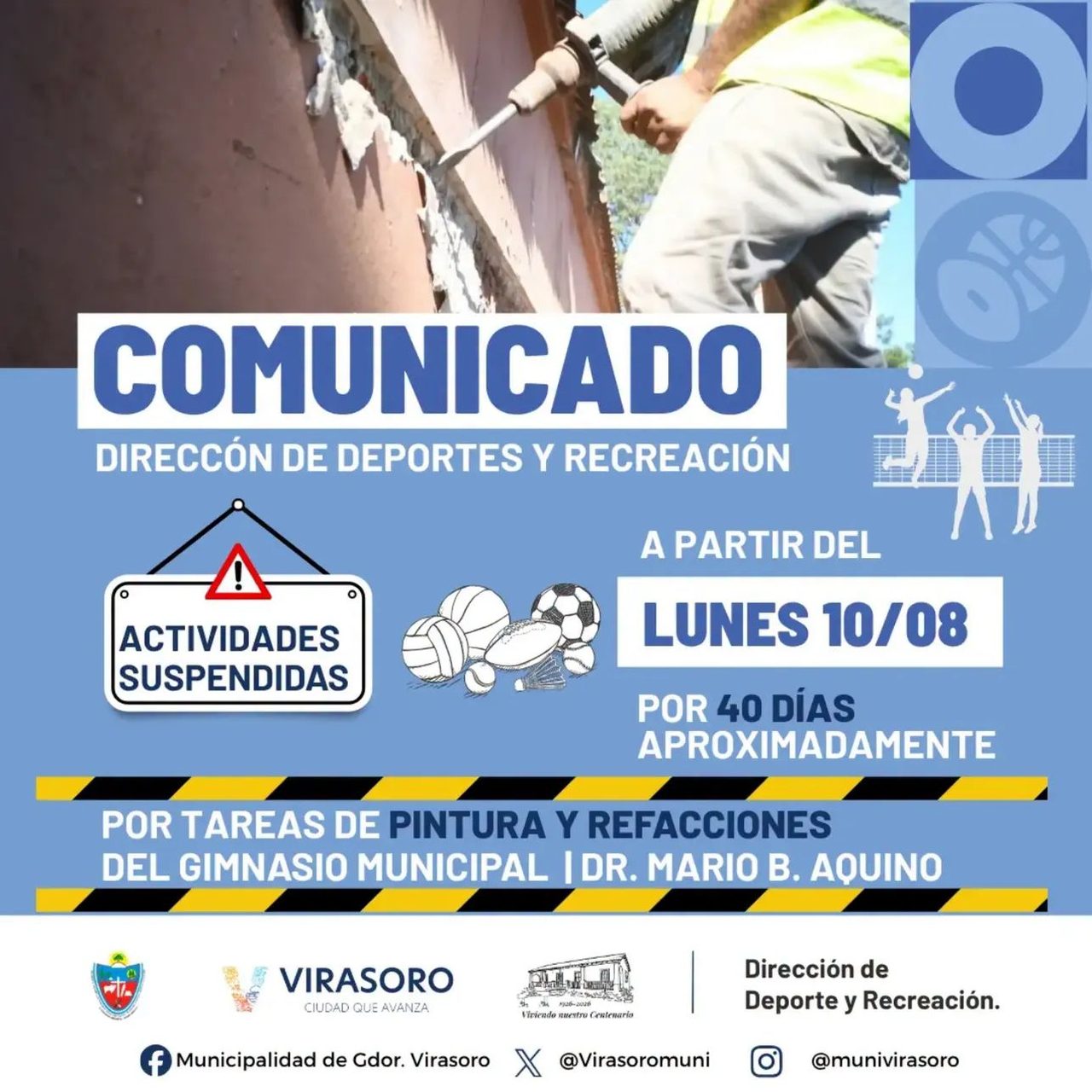 Gimnasio municipal cierra 40 días por refacciones