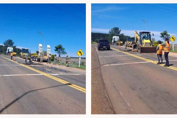 Bacheo en la Ruta 71 por el desvío de la Nacional 14