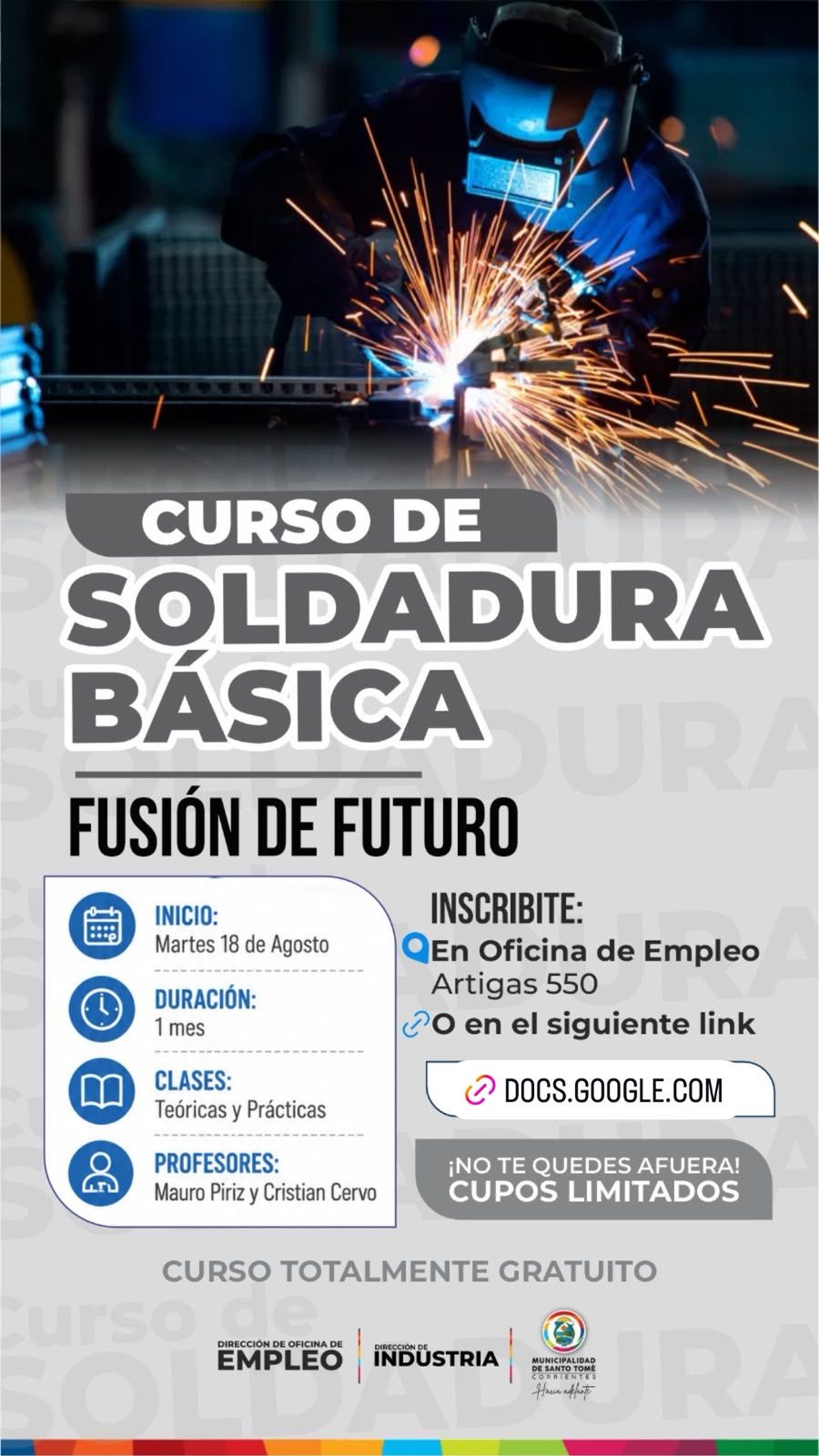 Abren inscripción a curso gratuito de soldadura básica