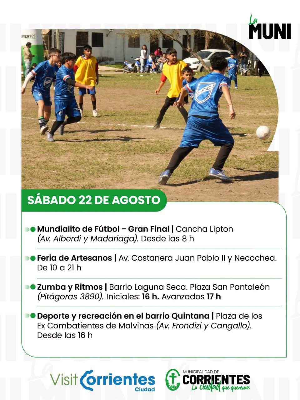 Fin de semana con final del Mundialito y chamamé en la ciudad