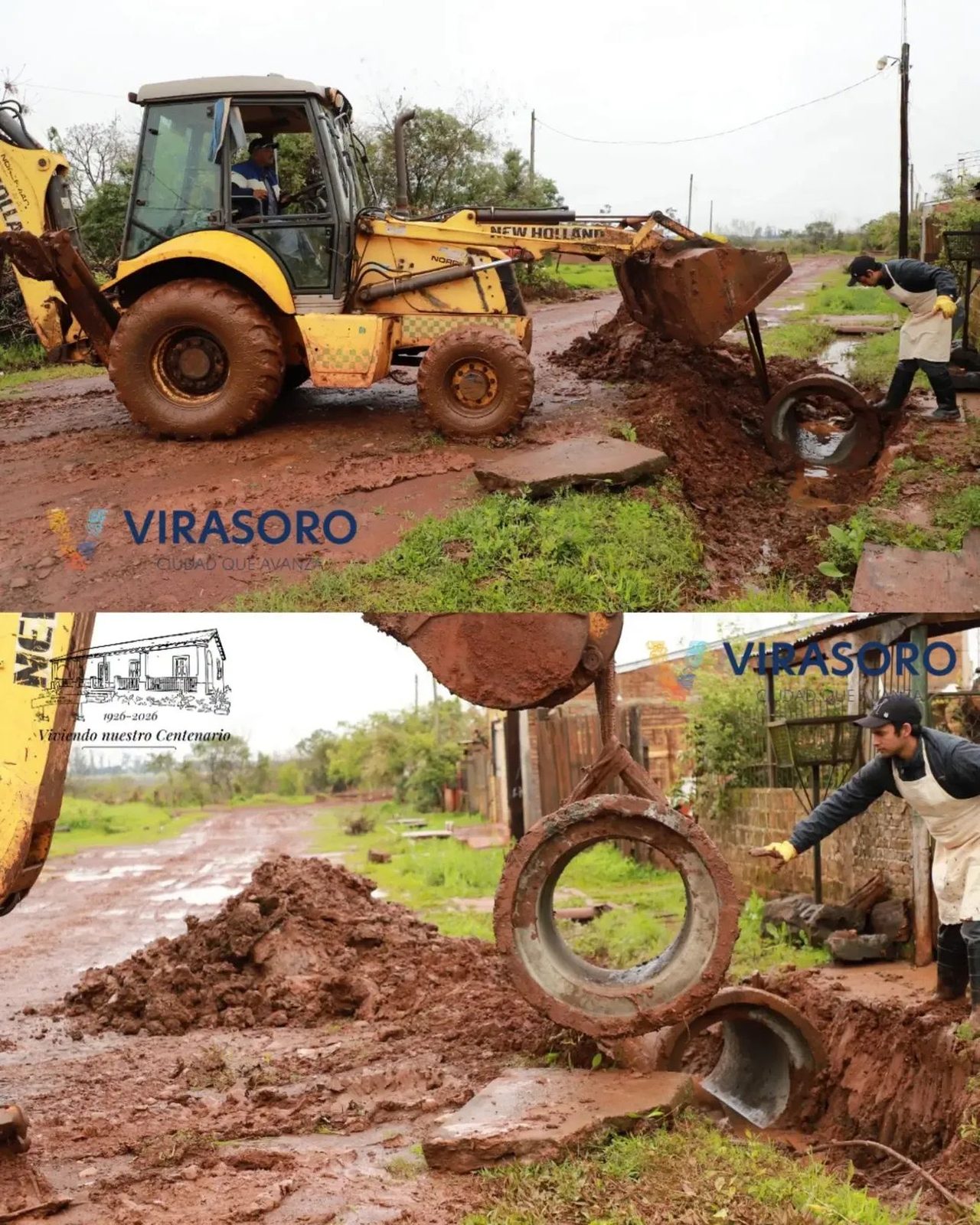 Obras de desagüe: colocan un nuevo tubo en Santa Rita