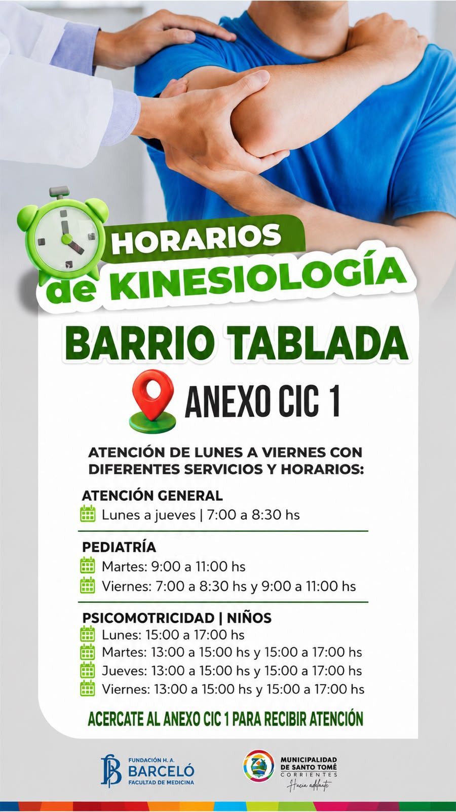 Barrio Tablada: kinesiología gratuita de lunes a viernes