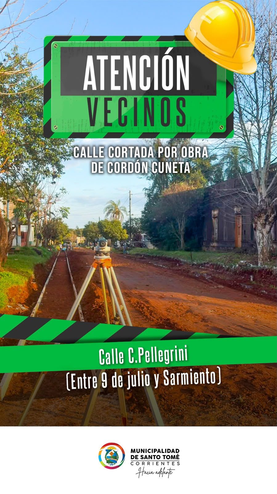 Cortan la calle Pellegrini por obra de cordón cuneta