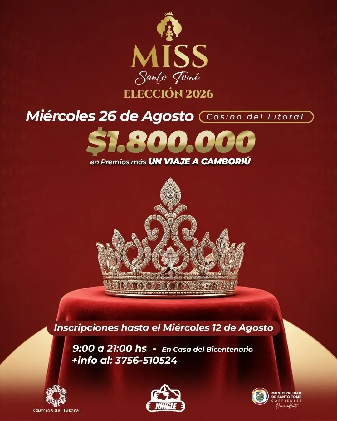 Abren la inscripción para elegir a Miss Santo Tomé 2026