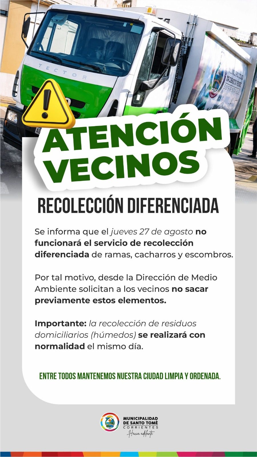 Sto tome suspende tres servicios de recolección el 27 de agosto