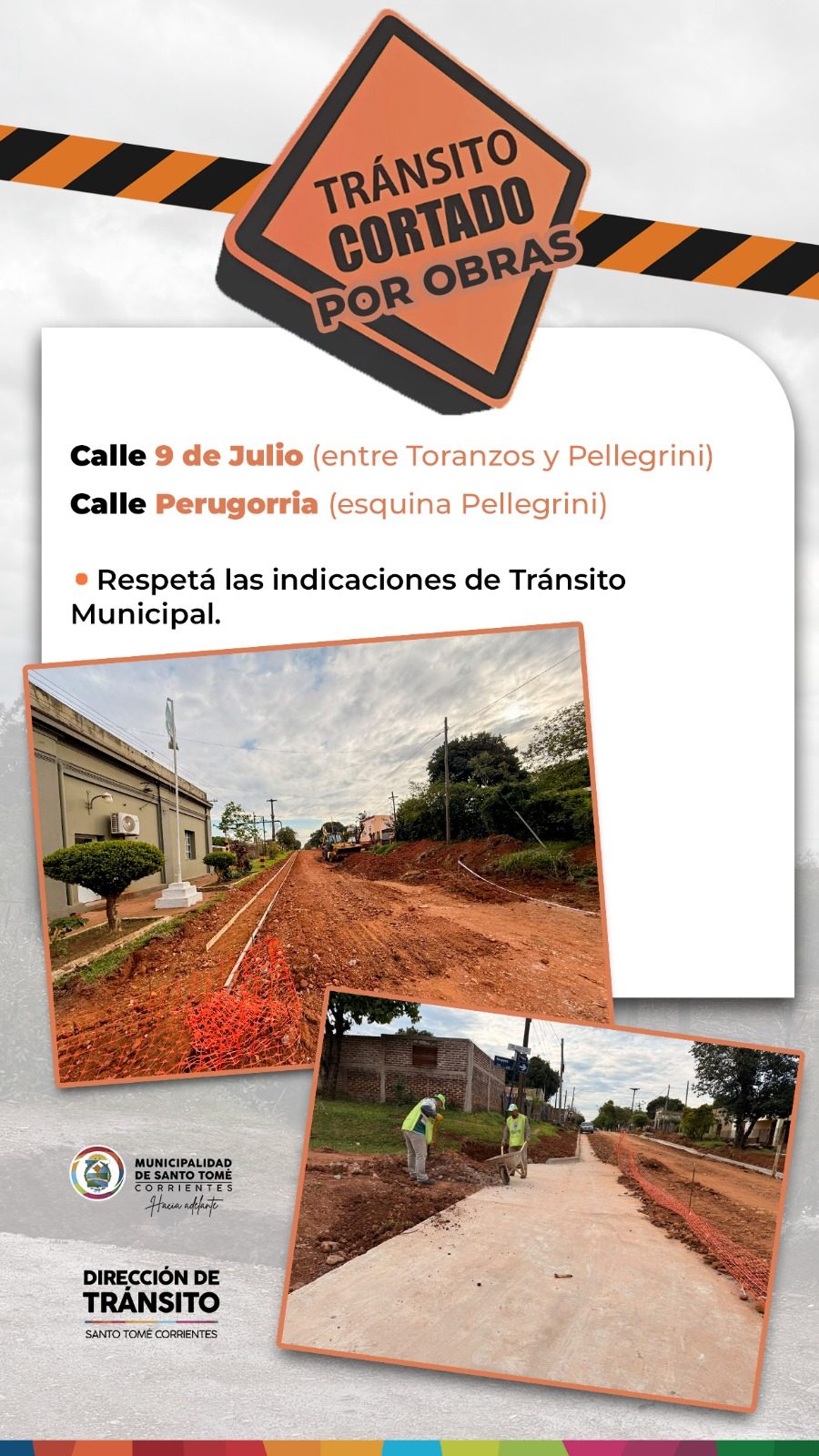 Cortan el tránsito en 9 de Julio y Perugorría por obras