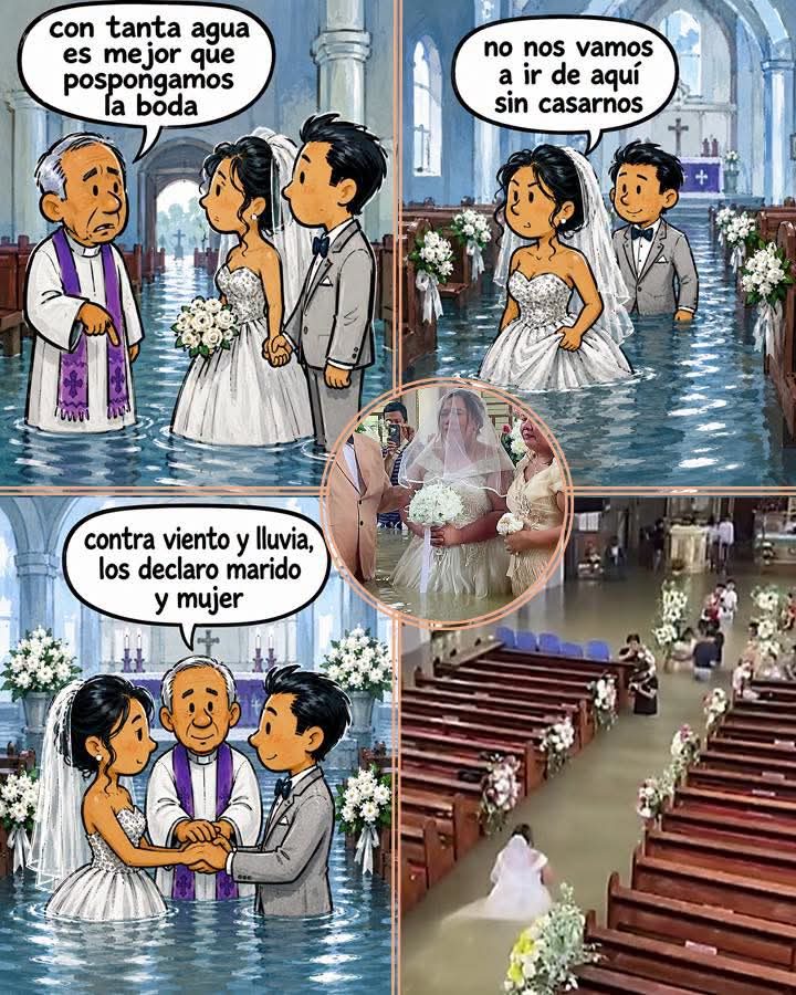 Se casaron con la iglesia inundada en Filipinas