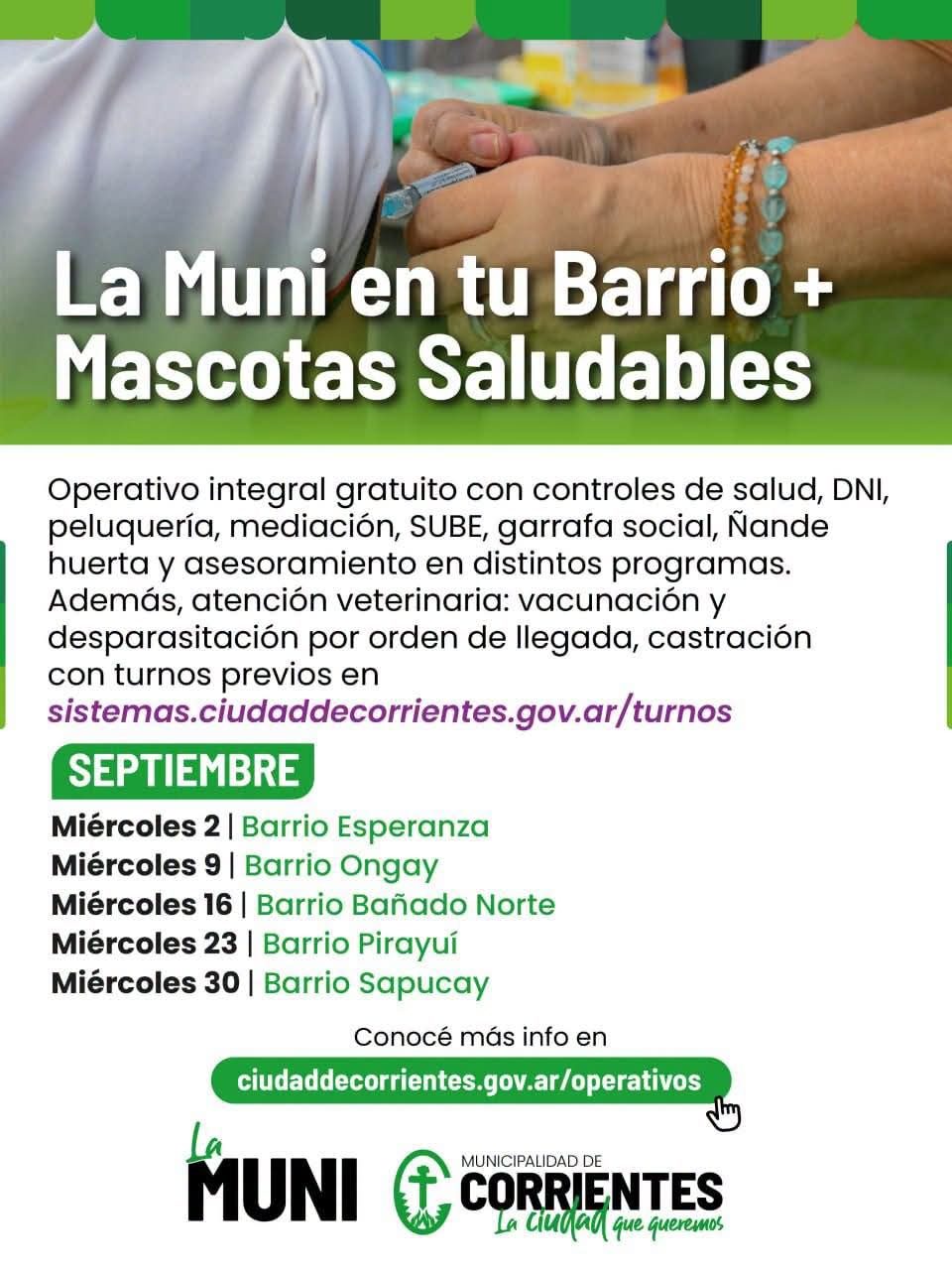 La Municipalidad amplía operativos barriales en septiembre
