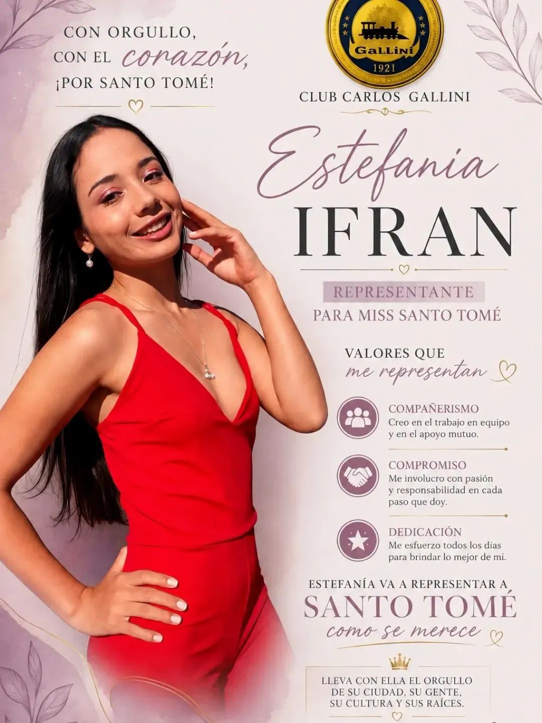 Estefanía Ifrán representará al Club Gallini en Miss Santo Tomé