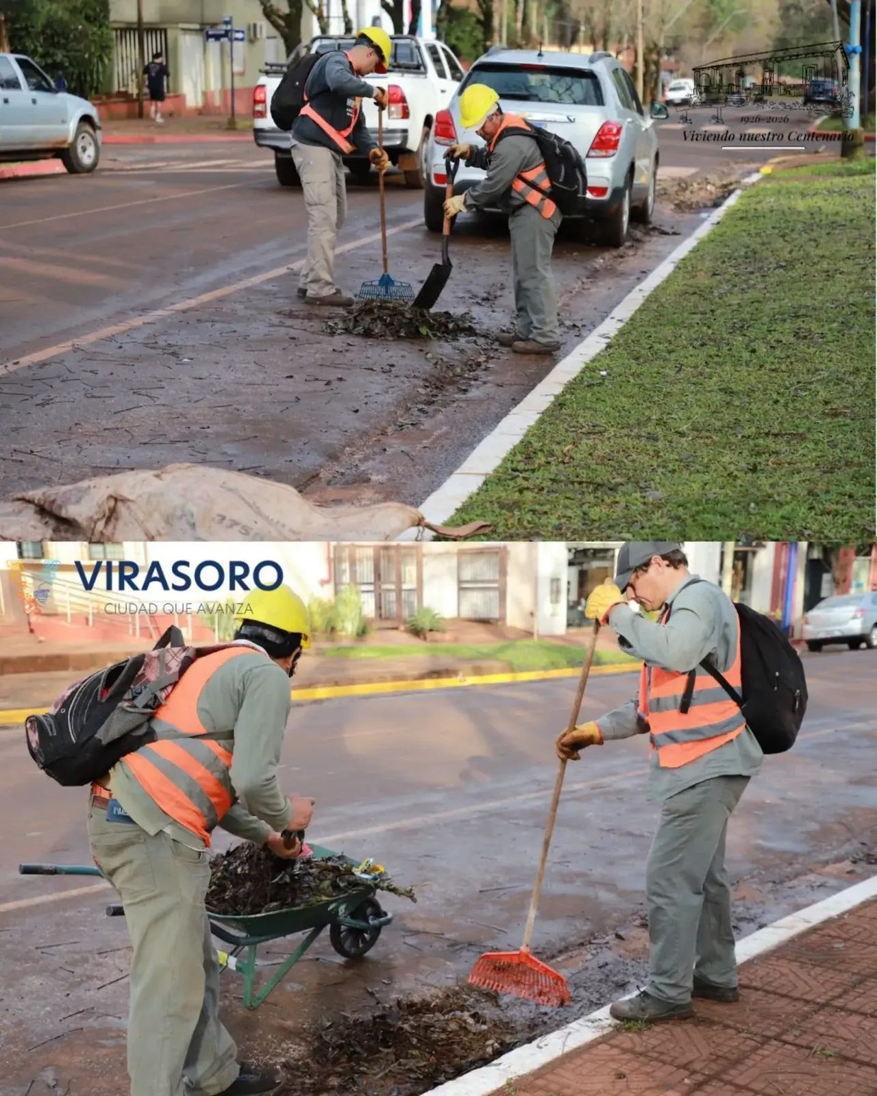 Limpian cordones cuneta tras el fuerte viento del fin de semana