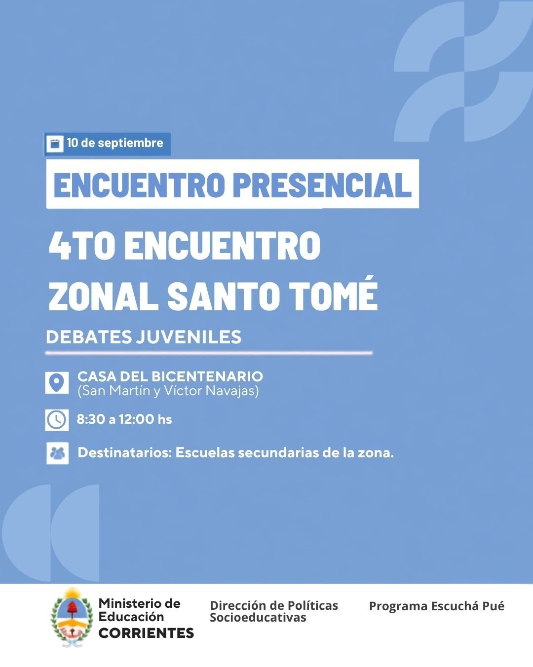 Santo Tomé reúne a escuelas secundarias en debate juvenil