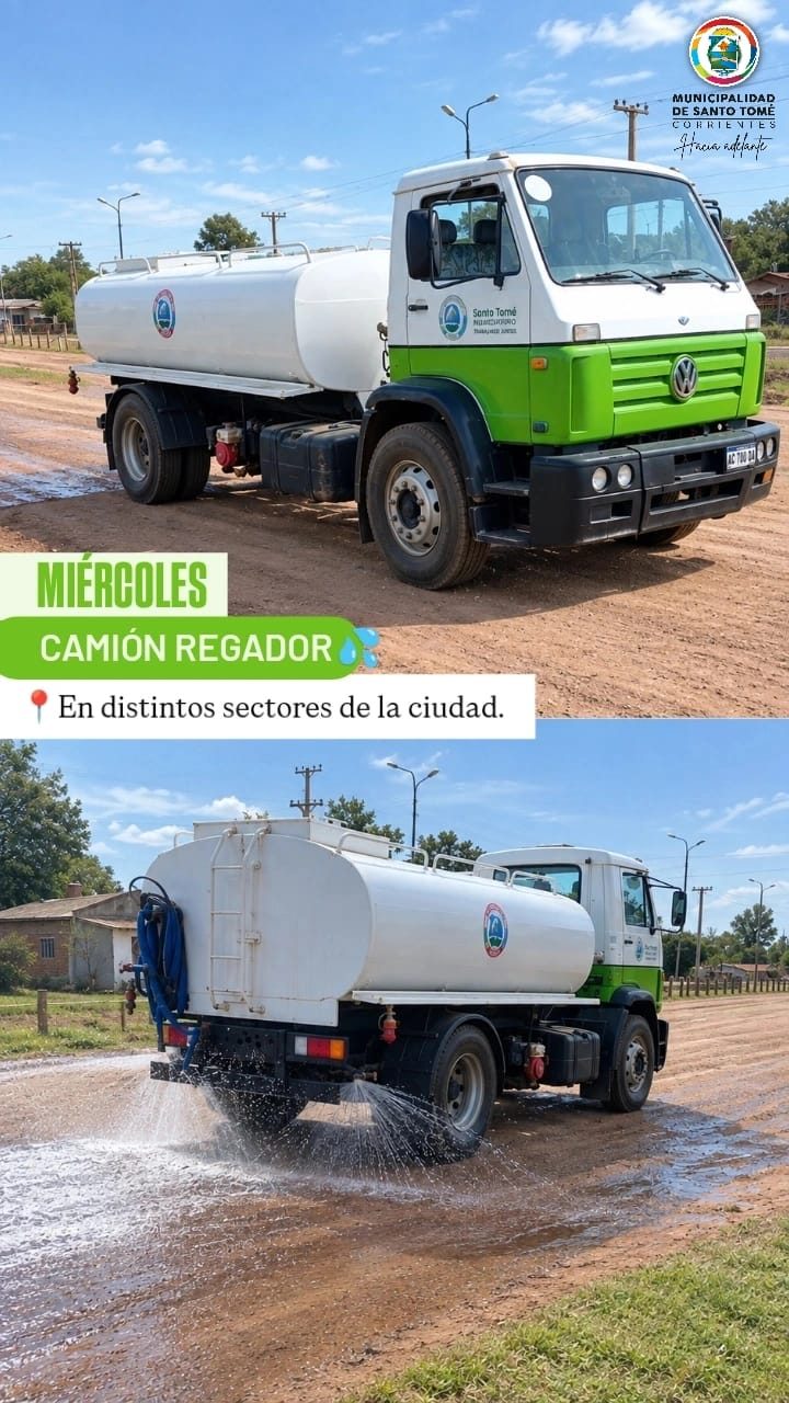 Santo Tomé: el camión regador recorre la ciudad este miércoles