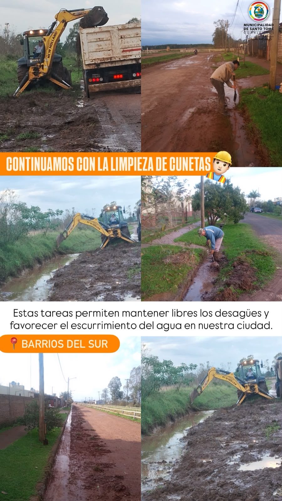 Avanza la limpieza de cunetas en dos barrios del sur