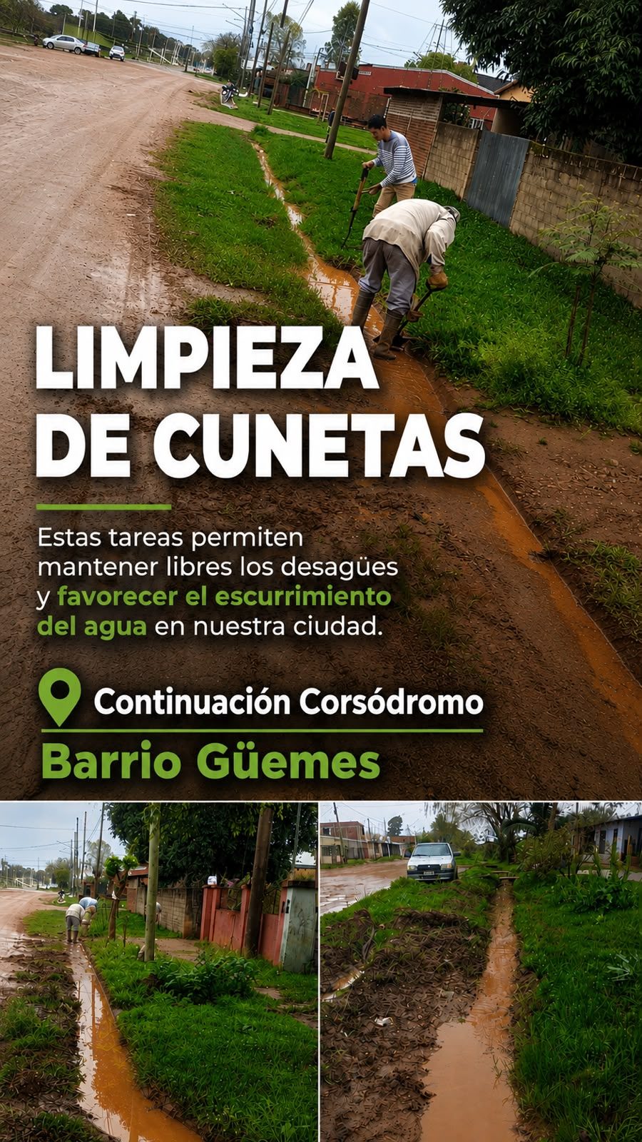 Limpian cunetas en barrio Güemes para mejorar el desagüe