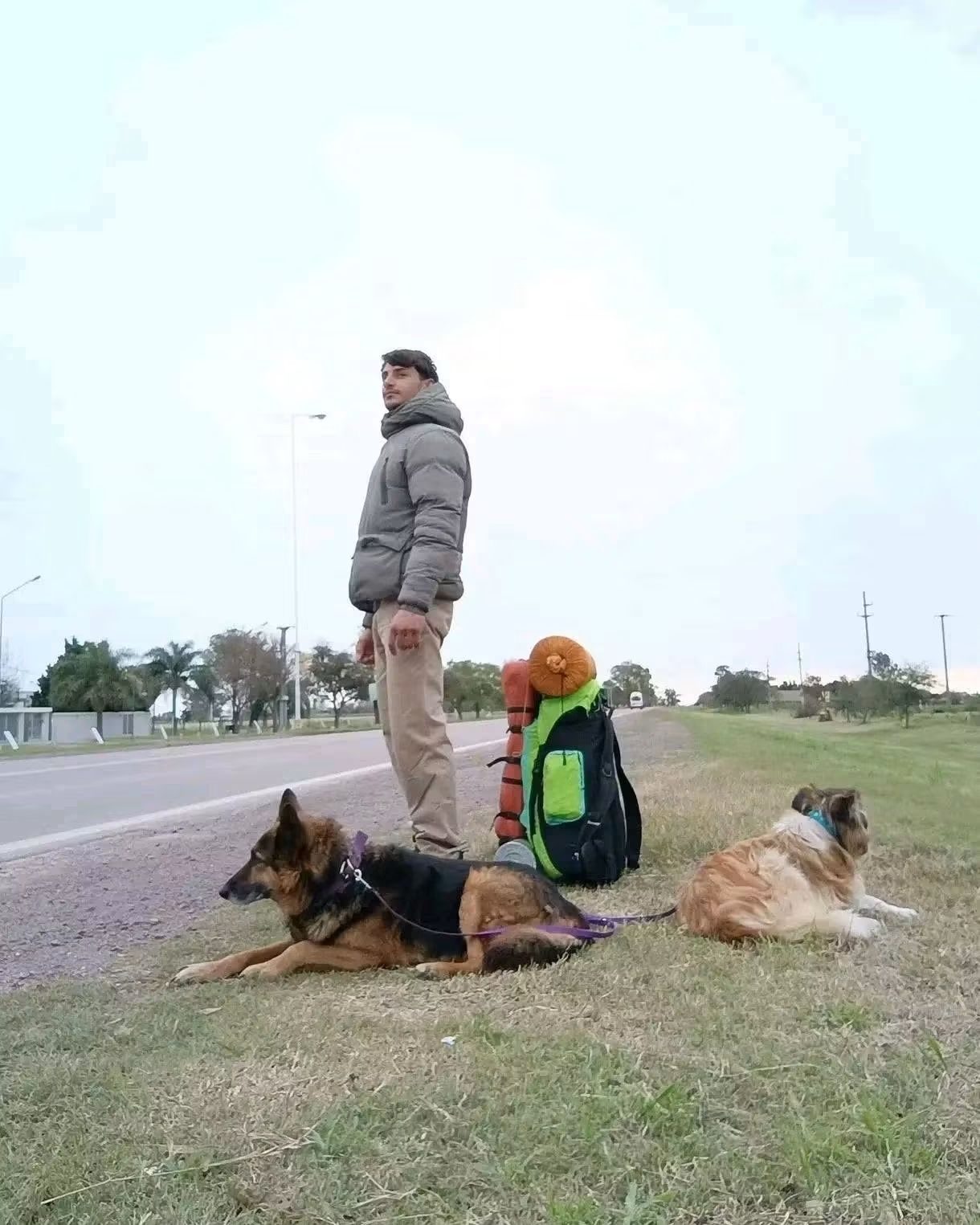 Viaja a dedo a Corrientes con sus dos perros para empezar de nuevo