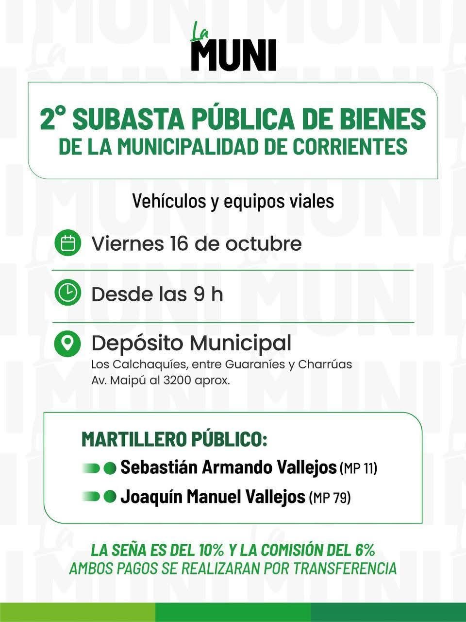 Segundo remate municipal: subastan motos, vehículos y tráileres