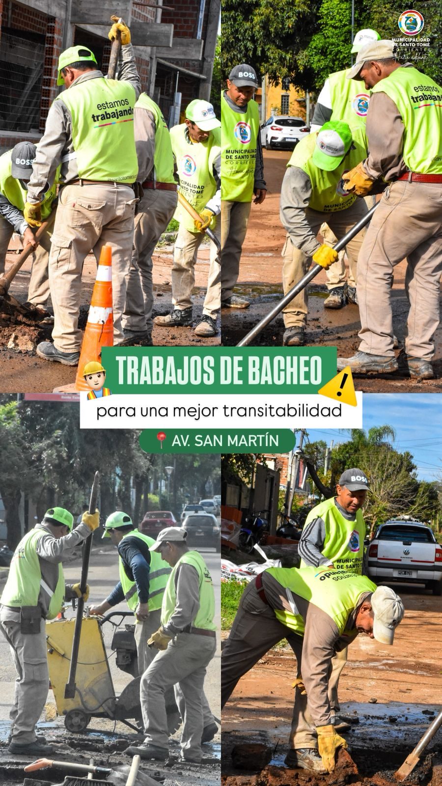 Santo Tomé repara baches en avenida San Martín