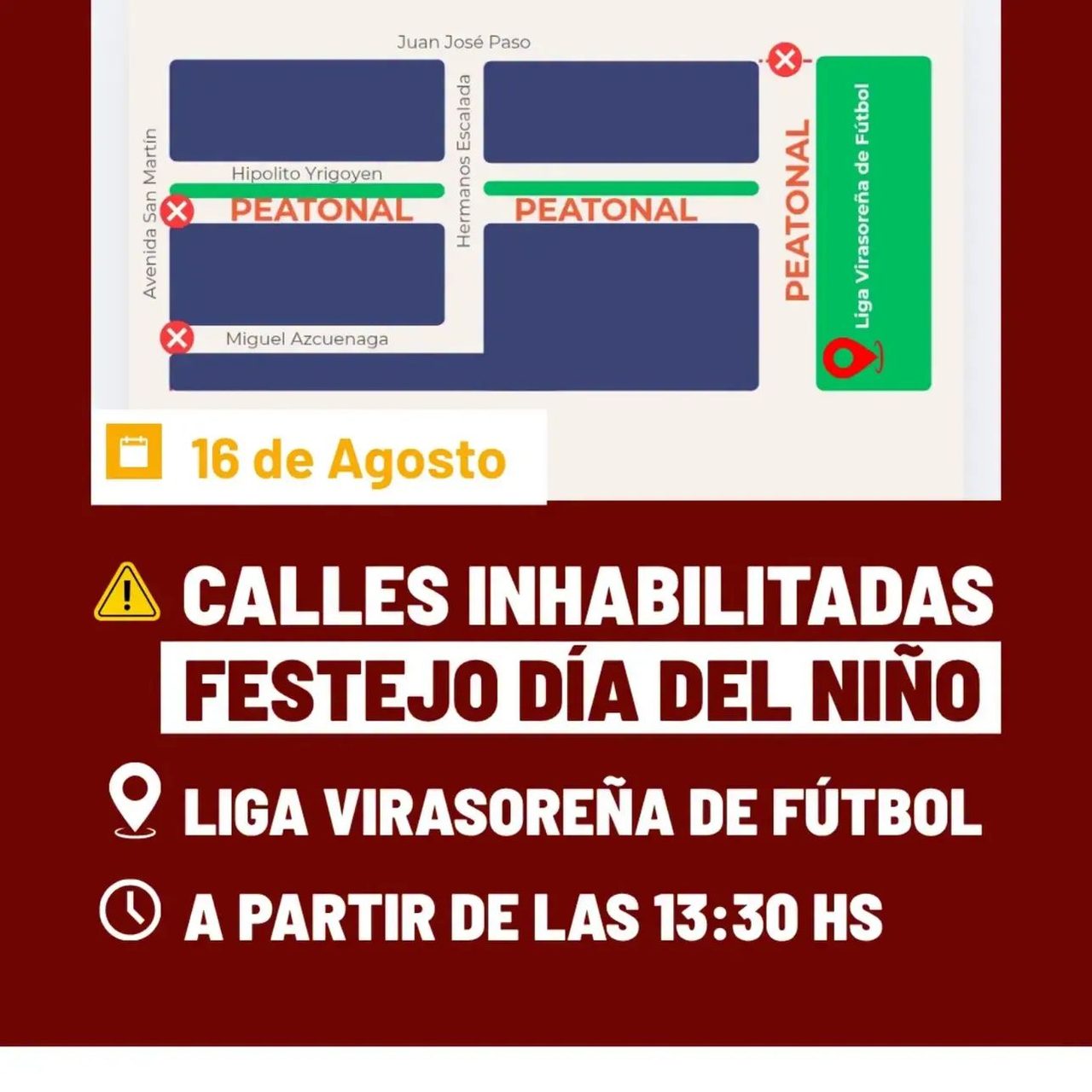 Cortan calles esta tarde por el Día del Niño