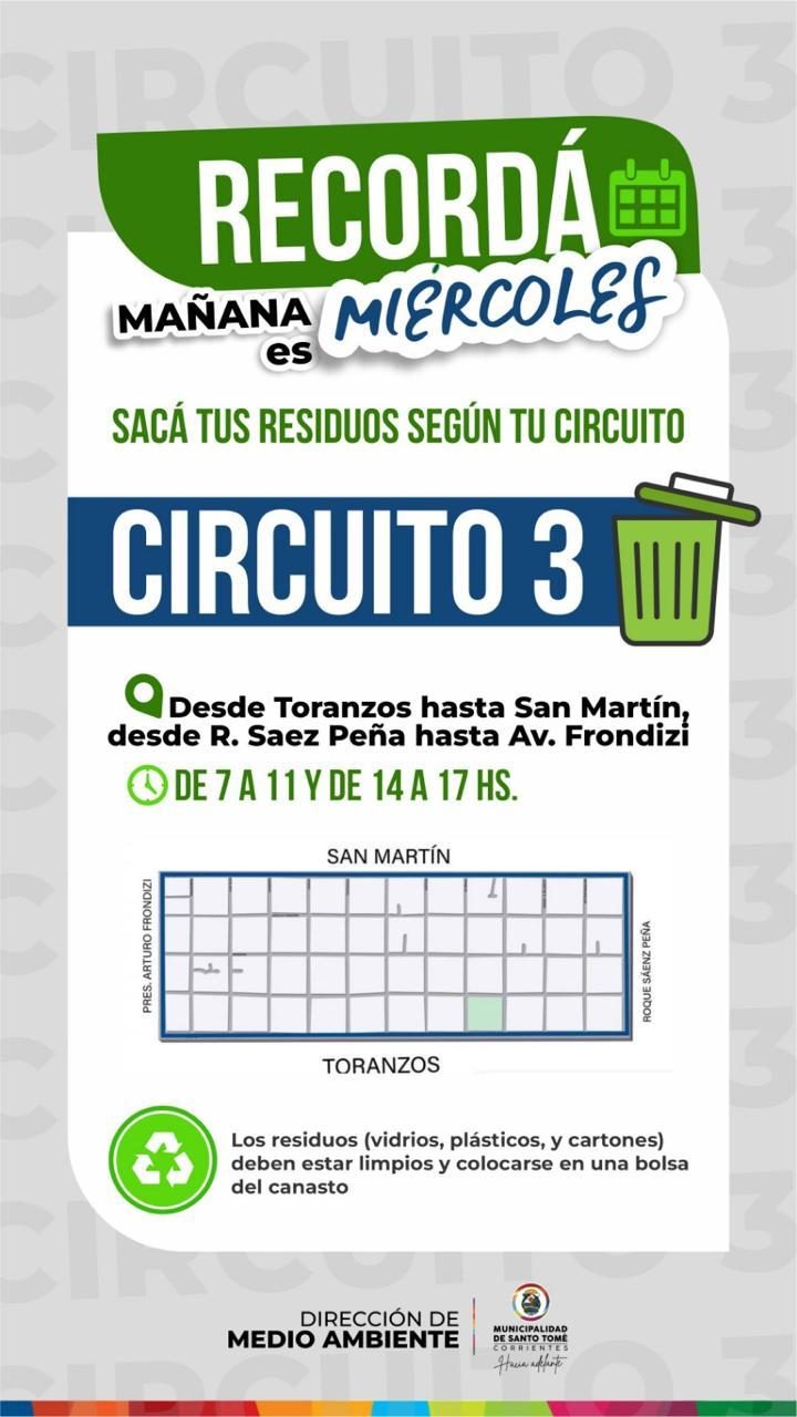 Circuito 3  este miércoles en un sector céntrico