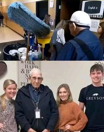 Volvió a limpiar aulas a los 80 años y sus alumnos lo sorprendieron