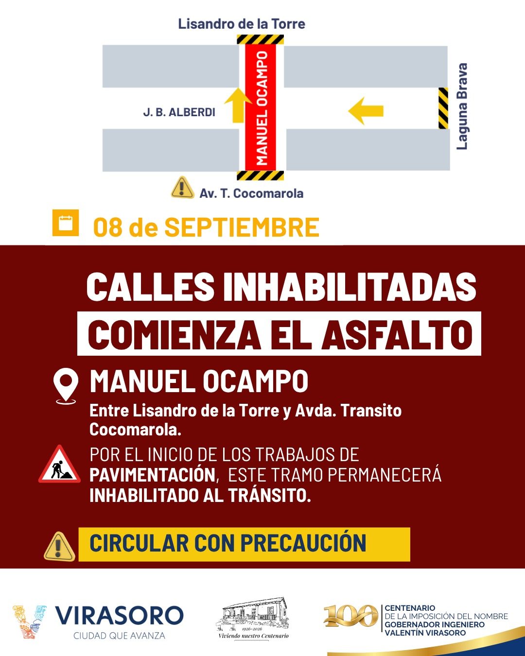 Cortes de tránsito en Virasoro por obras de pavimentación
