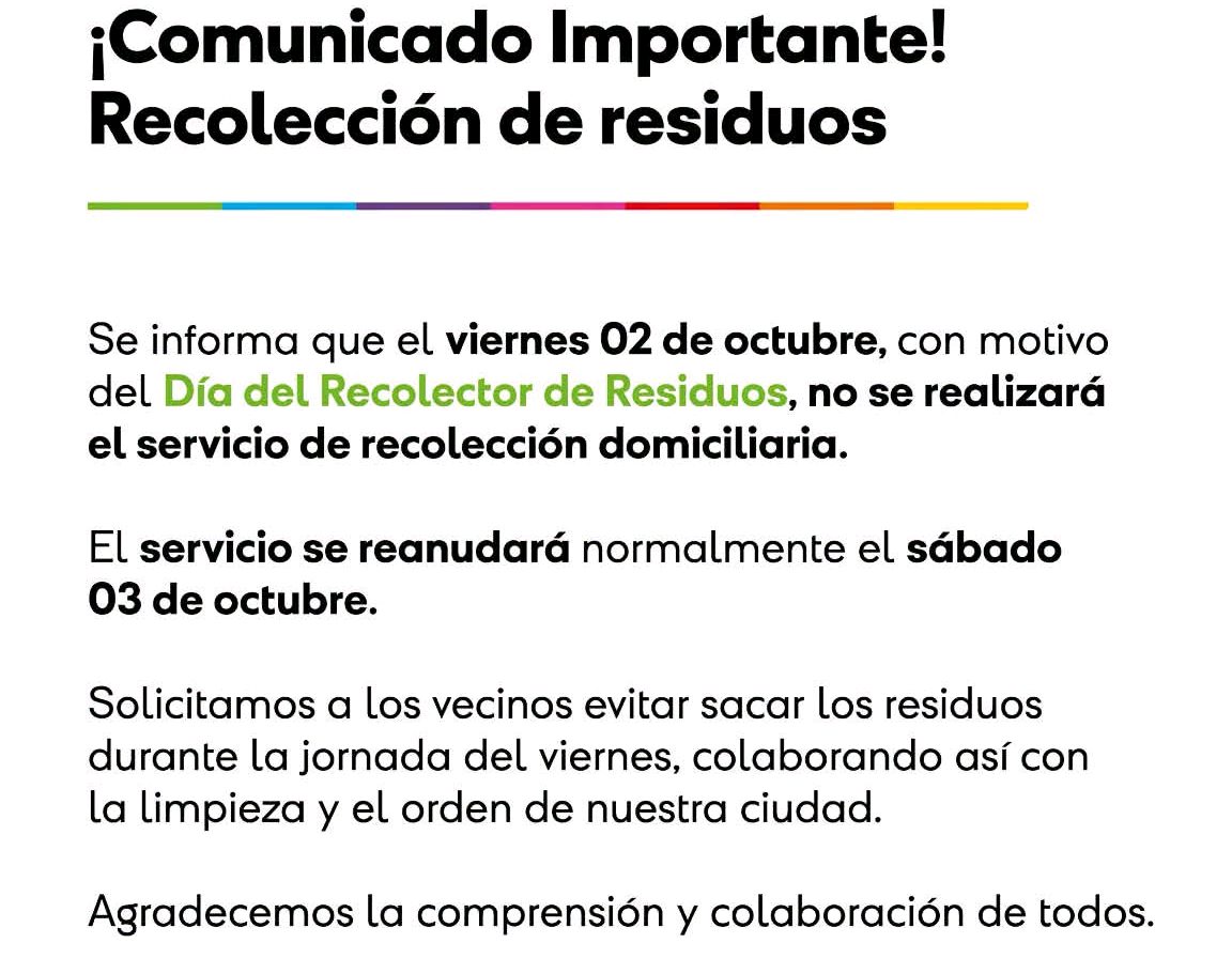 Día del Recolector: no habrá recolección de residuos este viernes