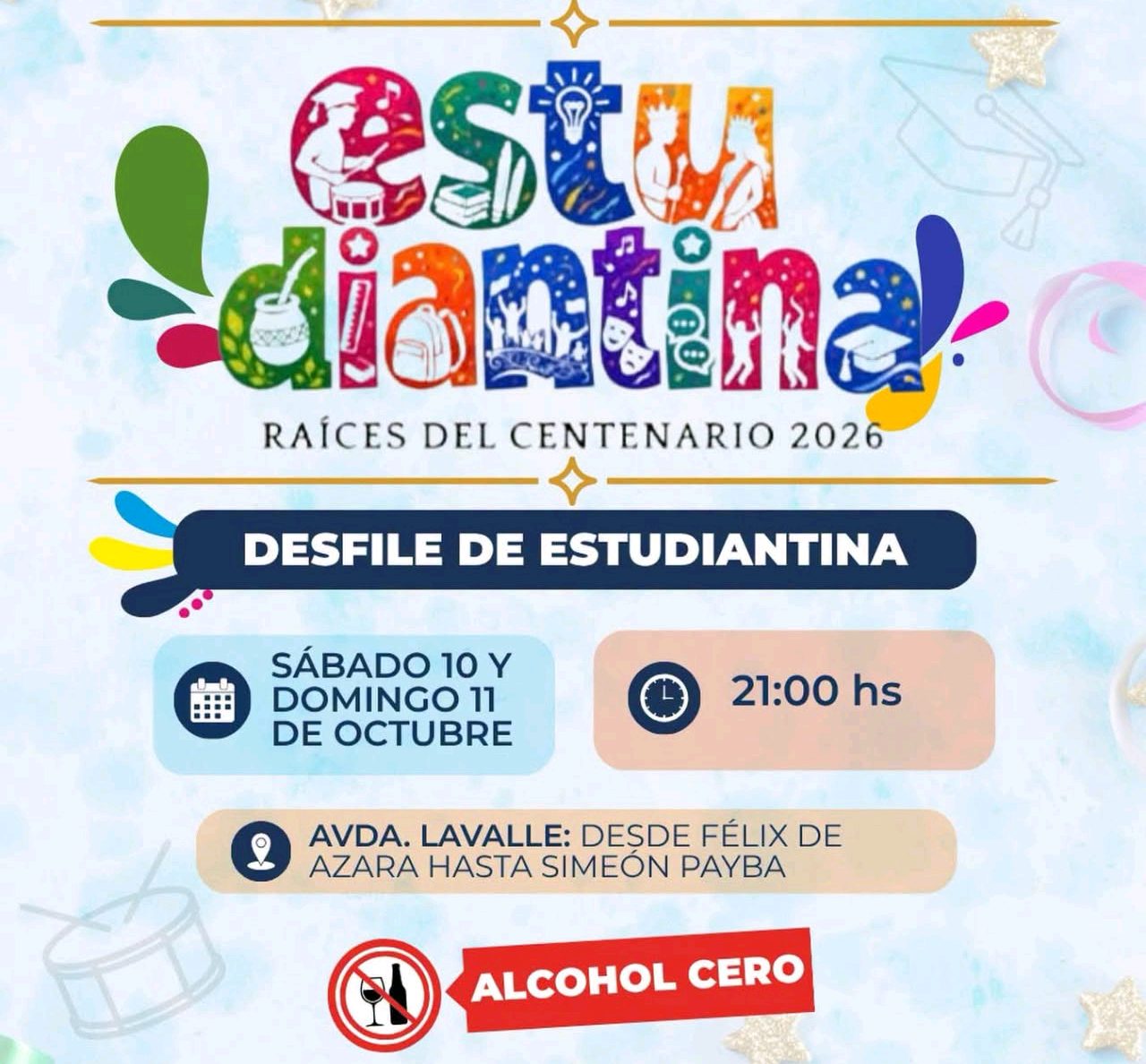 Virasoro vivirá la Estudiantina 2026 con dos noches y alcohol cero