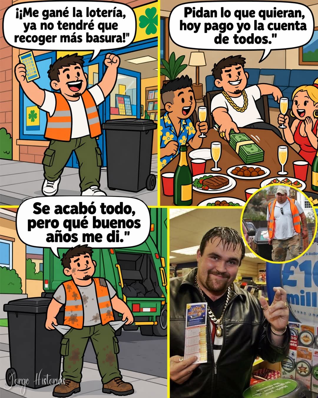 Ganó 10 millones de libras, lo gastó todo y volvió a juntar basura