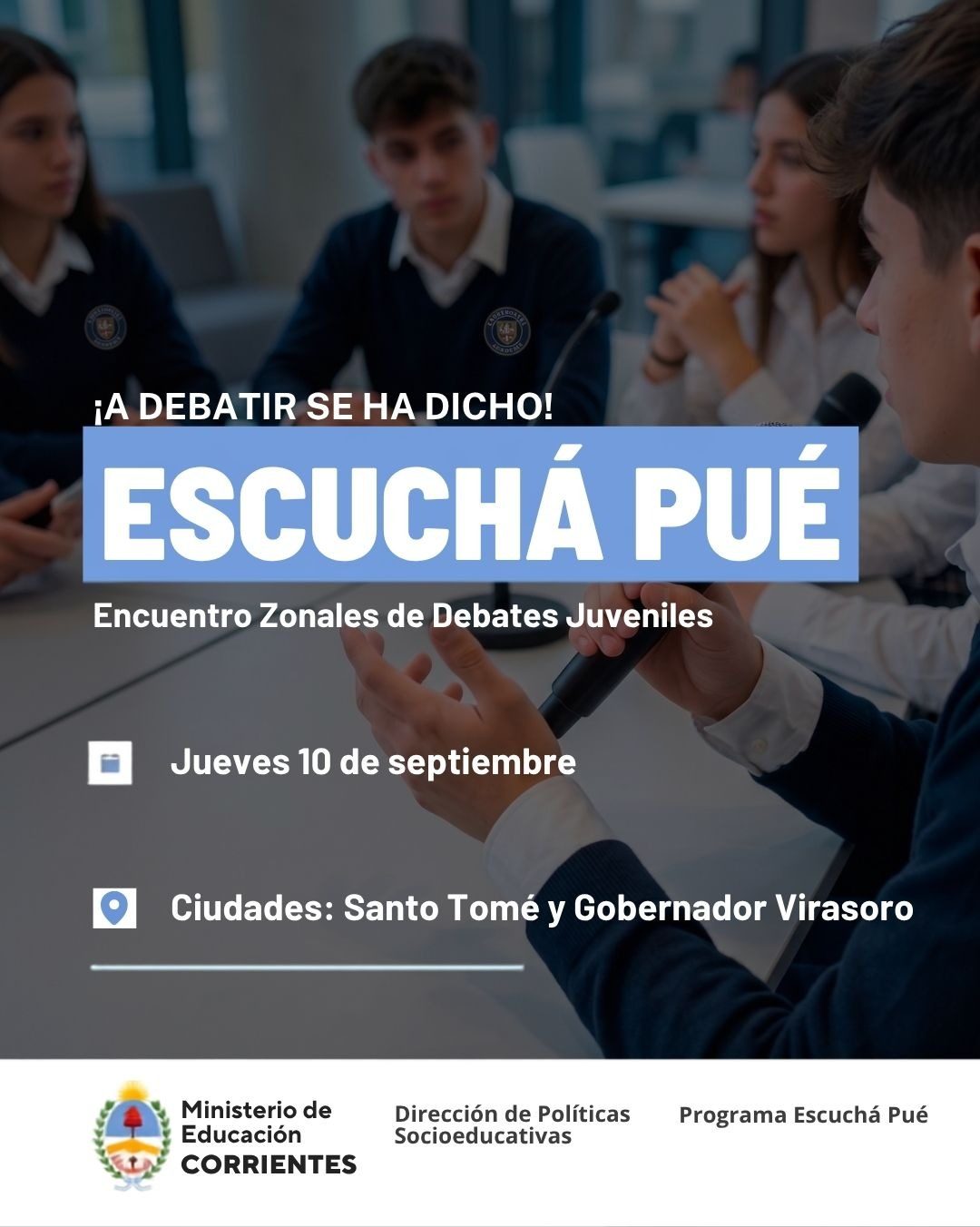 Jóvenes debaten este jueves en Virasoro y Santo Tomé