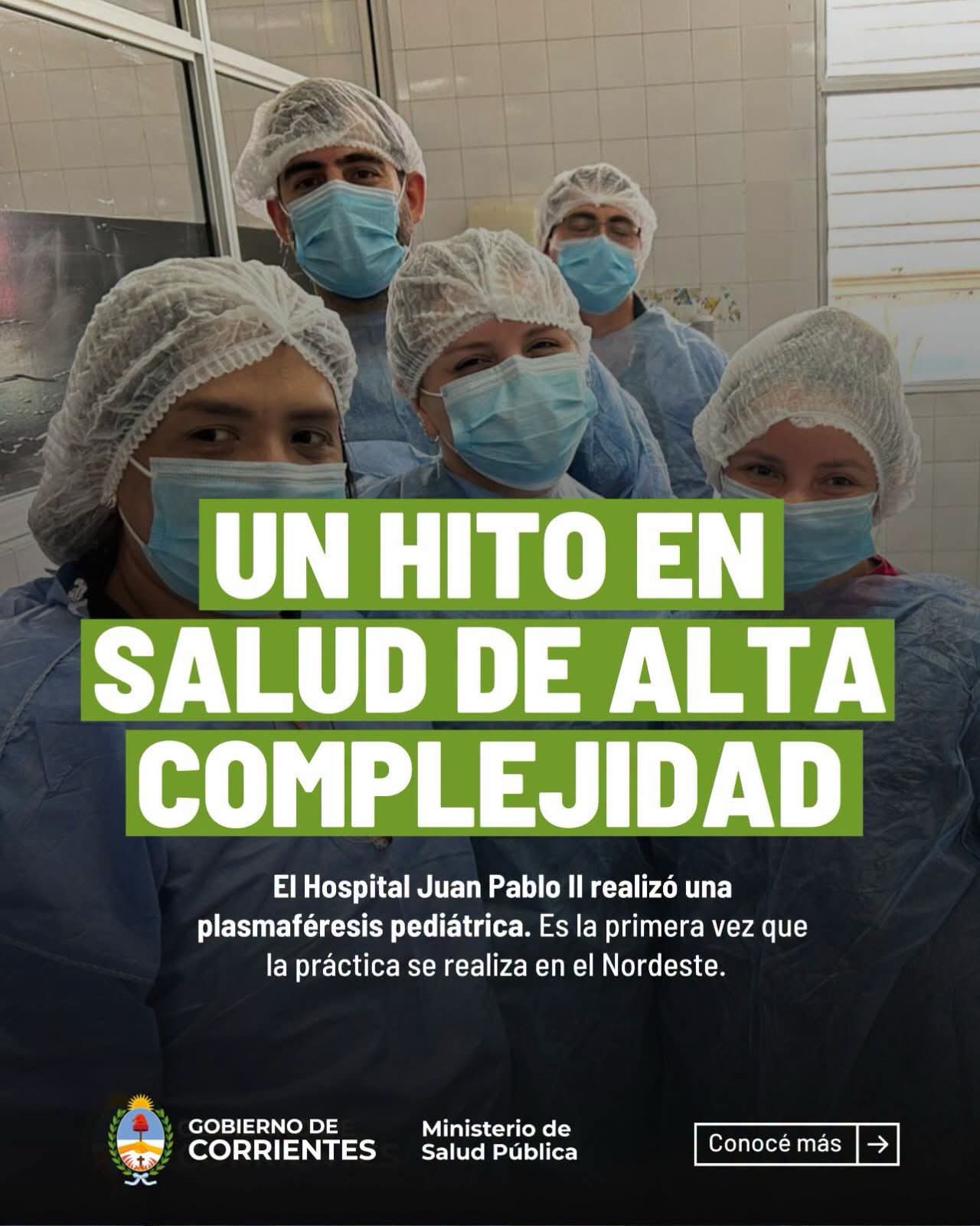 Primera plasmaféresis pediátrica del Nordeste, en Corrientes