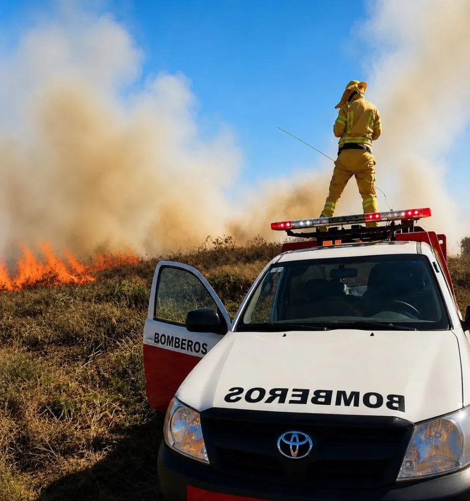 Santo Tomé: bomberos combatieron varios incendios en un día de fuerte viento