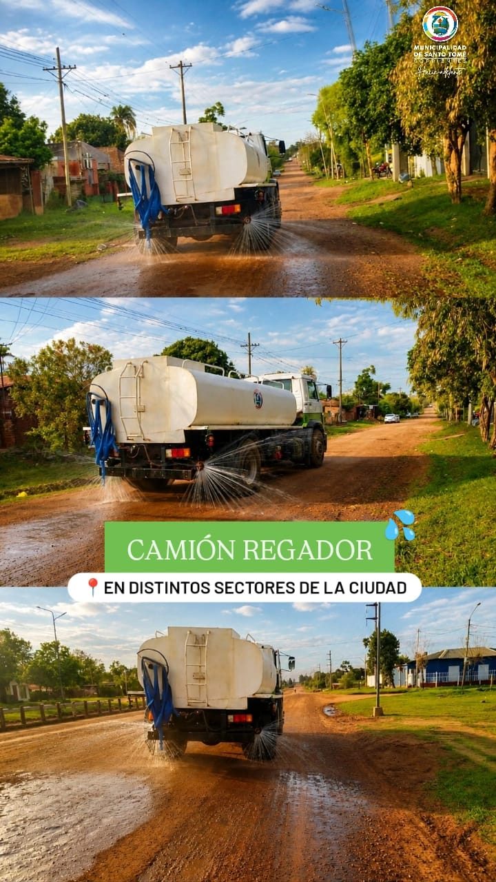 Santo Tomé: riego municipal en calles de varios barrios