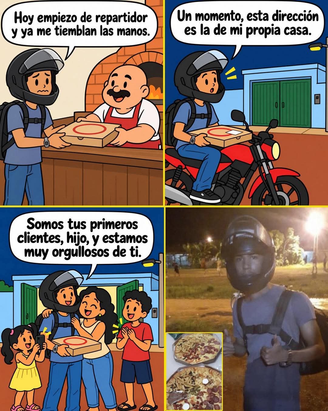 Repartió su primera pizza y era para su propia casa