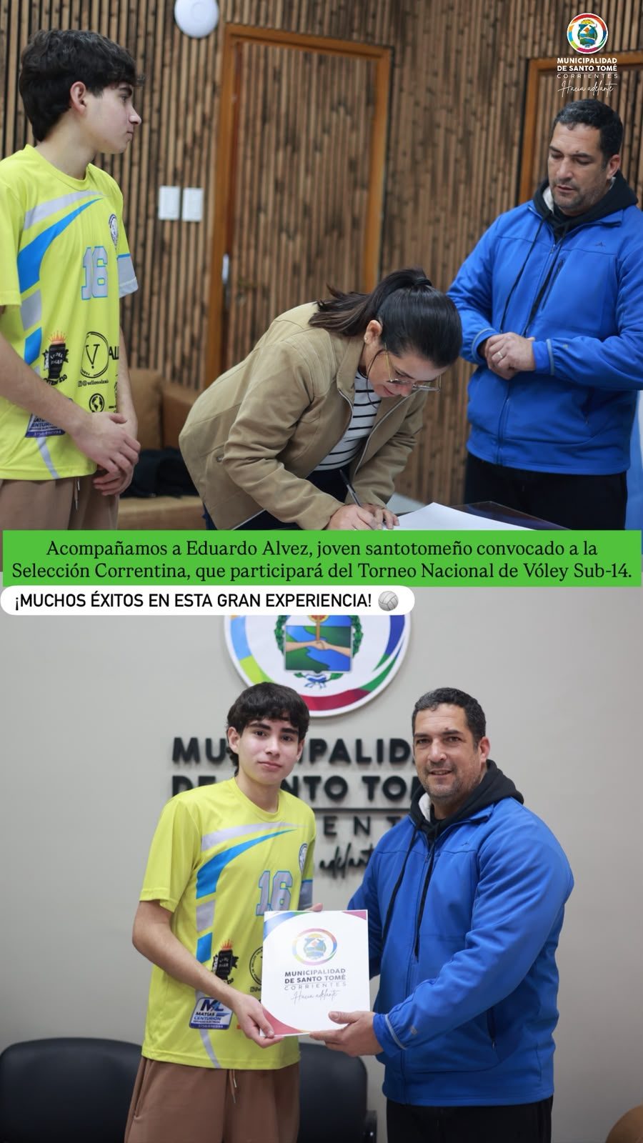 Un joven de Santo Tomé fue convocado a la Selección de vóley