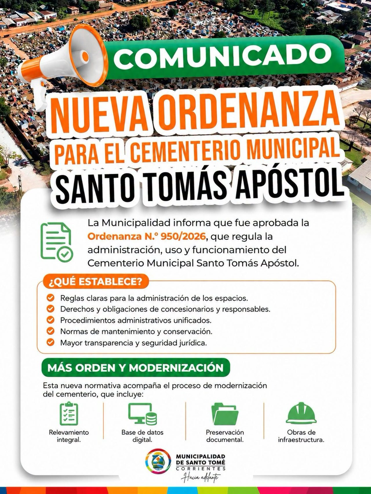 Nueva ordenanza regula el Cementerio Santo Tomás Apóstol