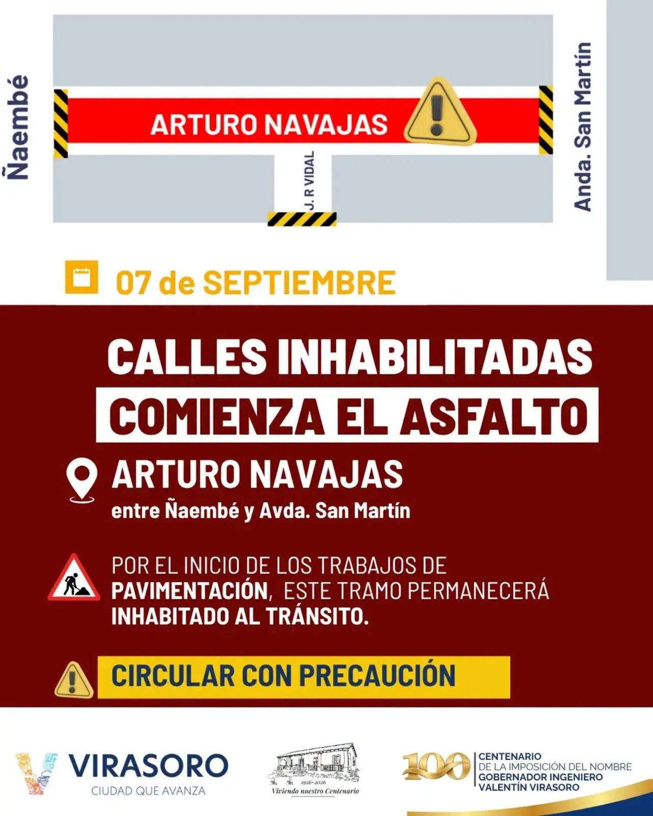Cortan la calle Arturo Navajas por obras de asfalto