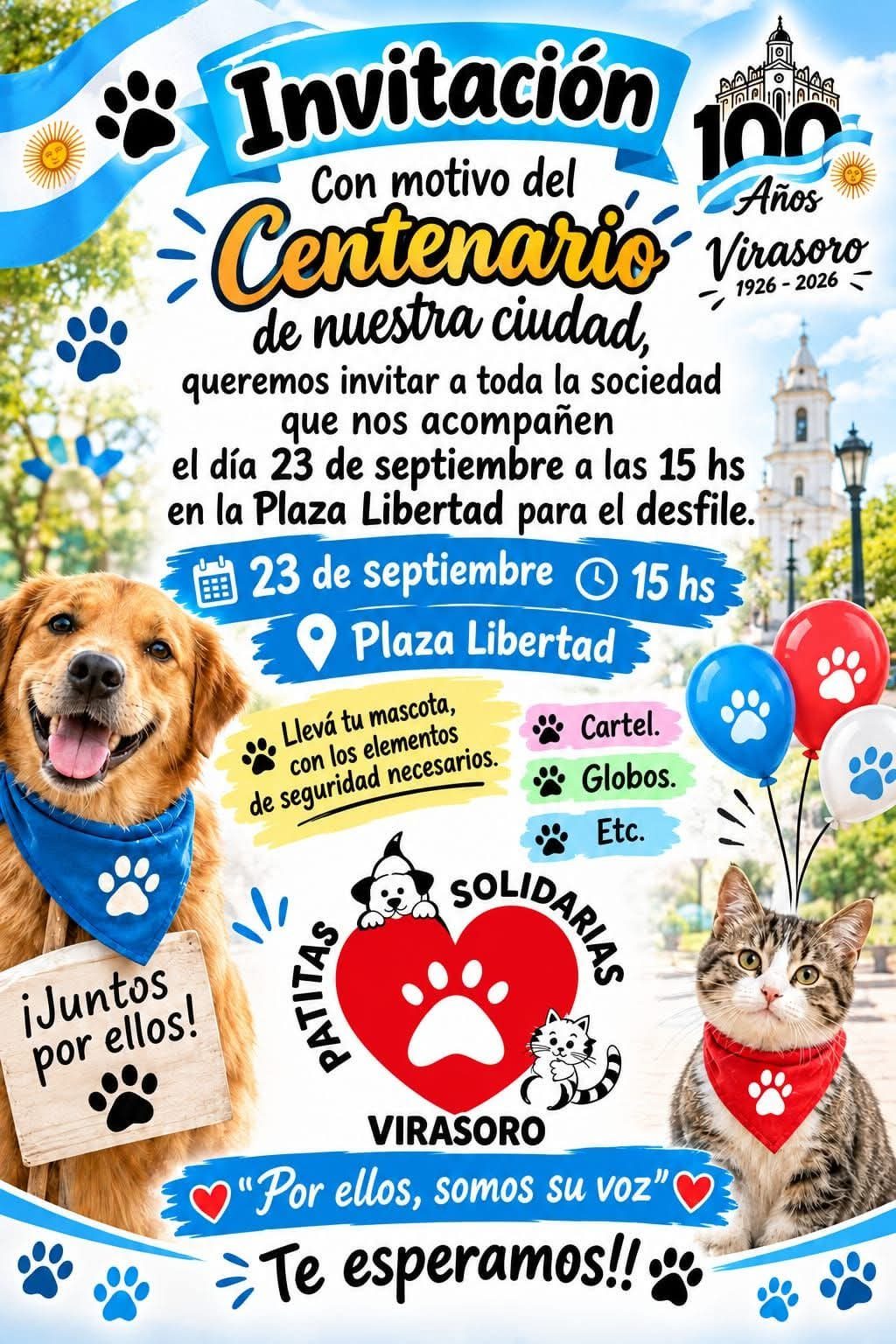 Virasoro celebra sus 100 años con una marcha de mascotas