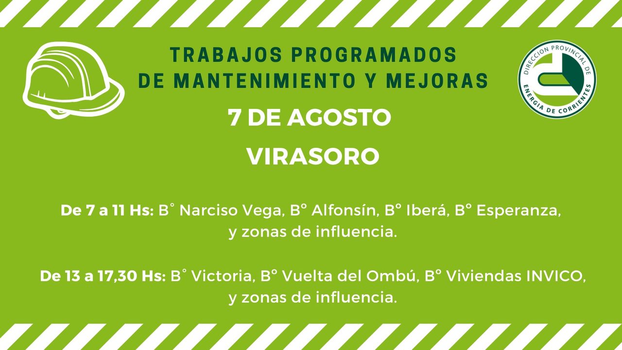 Cortes de luz programados del 7 al 10 de agosto
