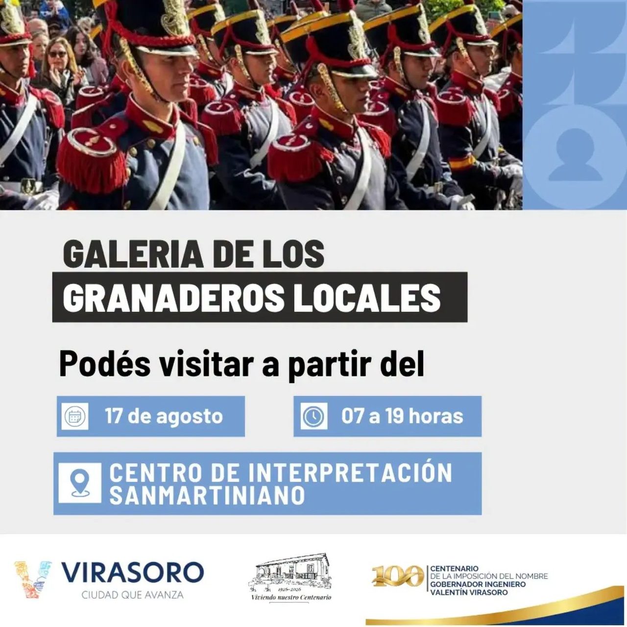 Abre una muestra sobre los Granaderos locales en la Plaza San Martín