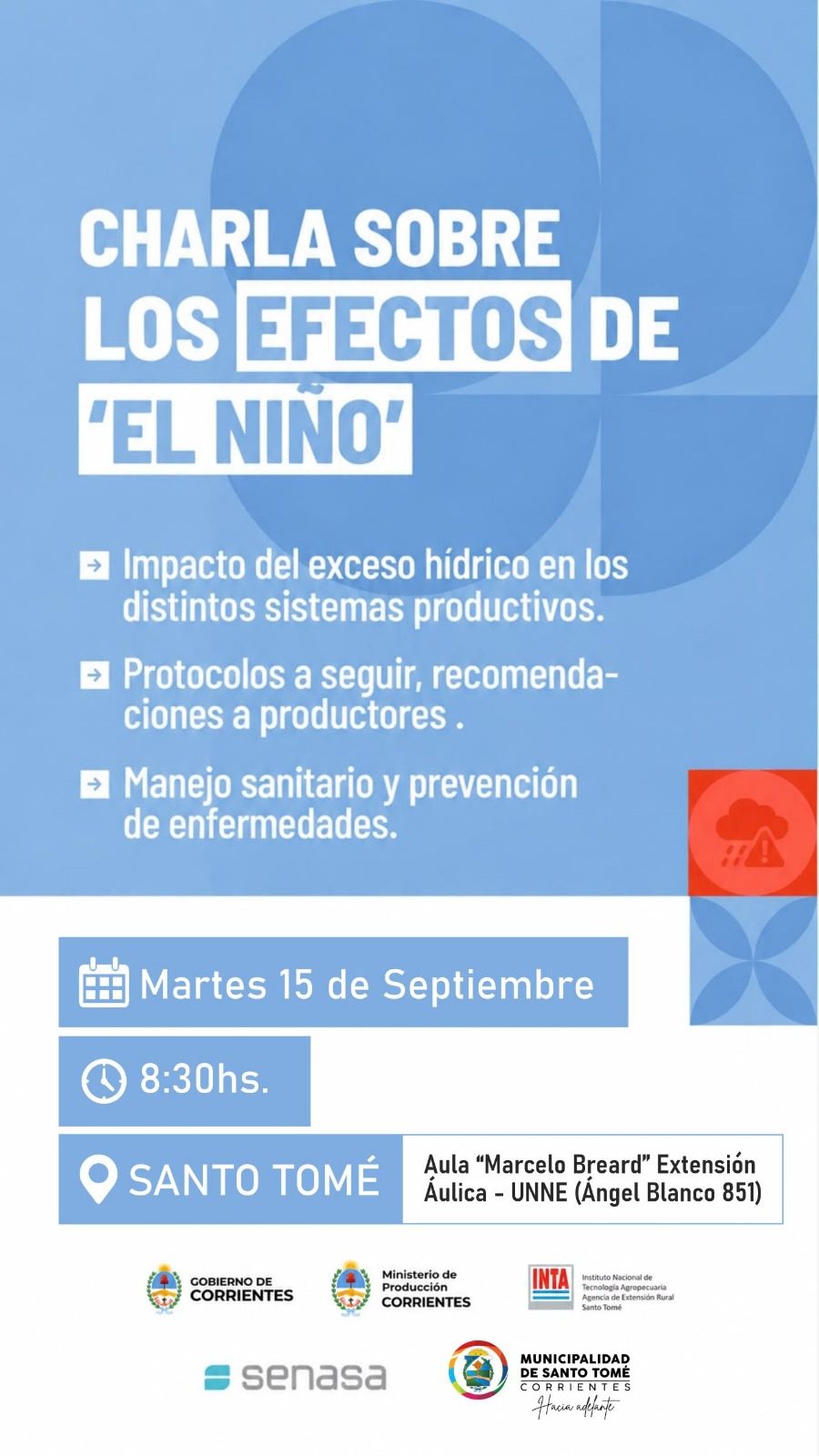 Dictarán una charla sobre los efectos del fenómeno El Niño