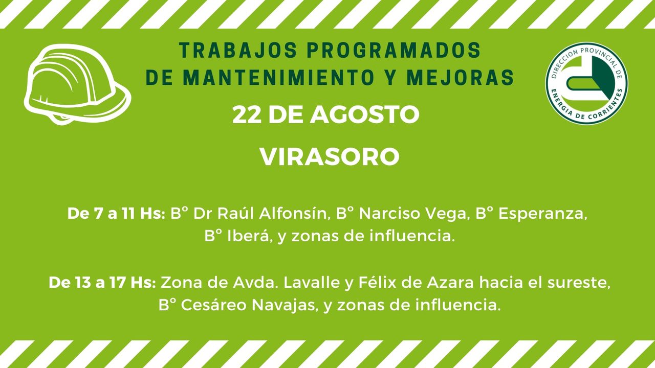 DPEC anuncia cortes de luz en Virasoro esta semana