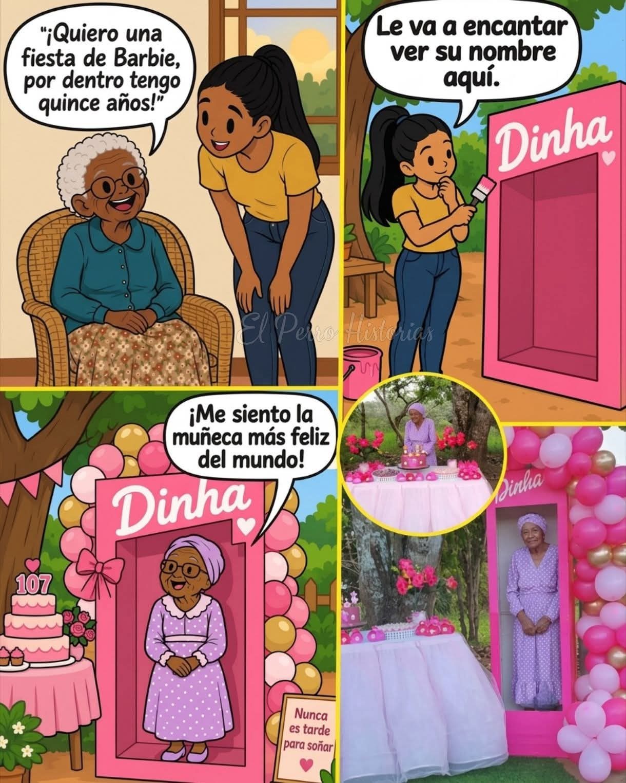 A los 107 años pidió una fiesta temática de Barbie