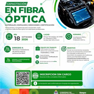 Capacitación gratuita en fibra óptica con certificación