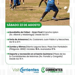 Fin de semana con final del Mundialito y chamamé en la ciudad