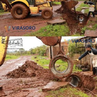 Obras de desagüe: colocan un nuevo tubo en Santa Rita