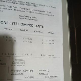 Vecinos de Santo Tomé denuncian facturas de agua de hasta $170.000