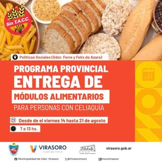 Entrega de módulos alimentarios para celíacos esta semana