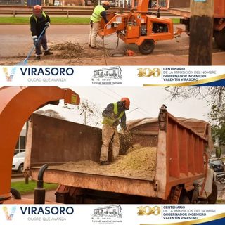 La ciudad chipea ramas de poda en avenida San Martín