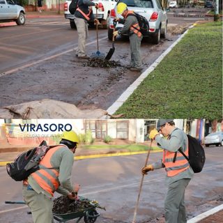 Limpian cordones cuneta tras el fuerte viento del fin de semana