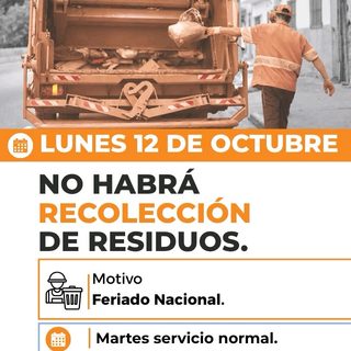 No habrá recolección de residuos el 12 de octubre